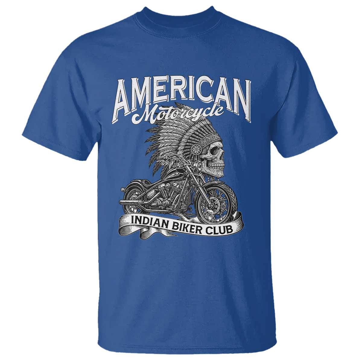 American Mortocycle Indian Native Bikes Club T Shirt TS14 Royal Blue Print Your Wear