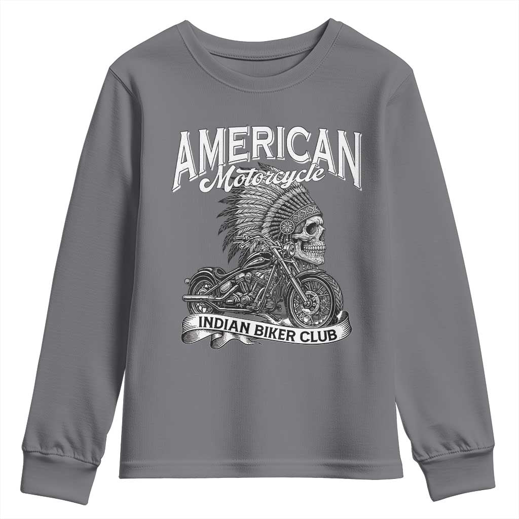 American Mortocycle Indian Native Bikes Club Youth Sweatshirt TS14 Charcoal Print Your Wear