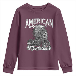American Mortocycle Indian Native Bikes Club Youth Sweatshirt TS14 Maroon Print Your Wear