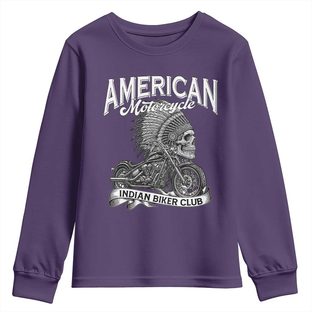 American Mortocycle Indian Native Bikes Club Youth Sweatshirt TS14 Purple Print Your Wear