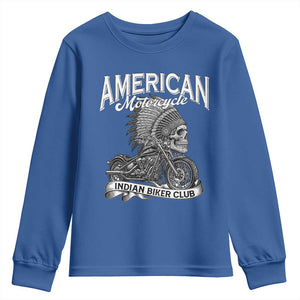 American Mortocycle Indian Native Bikes Club Youth Sweatshirt TS14 Royal Blue Print Your Wear