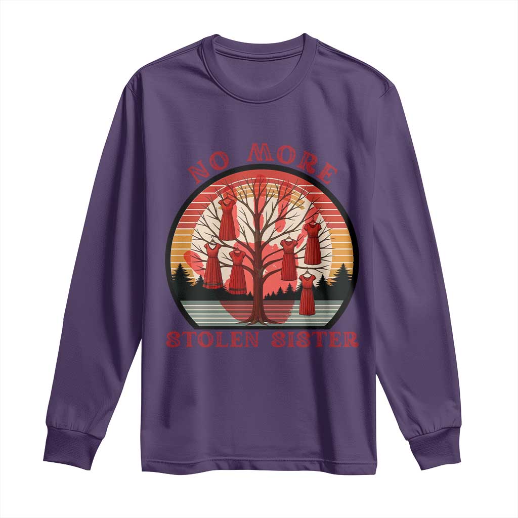 No More Stolen Sister Long Sleeve Shirt Red Hand MMIW Awareness America Native TS14 Purple Print Your Wear