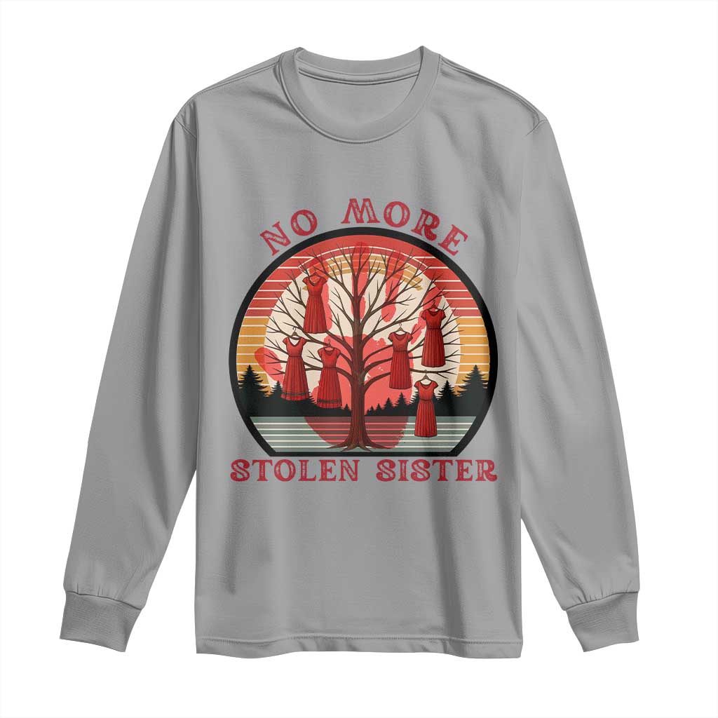 No More Stolen Sister Long Sleeve Shirt Red Hand MMIW Awareness America Native TS14 Sport Gray Print Your Wear