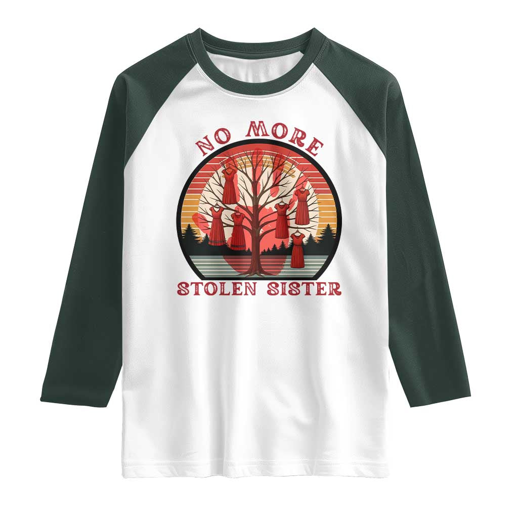No More Stolen Sister Raglan Shirt Red Hand MMIW Awareness America Native TS14 White Dark Forest Green Print Your Wear