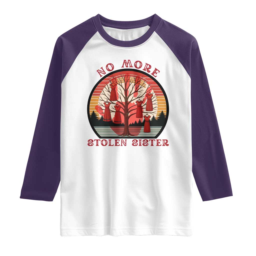 No More Stolen Sister Raglan Shirt Red Hand MMIW Awareness America Native TS14 White Purple Print Your Wear