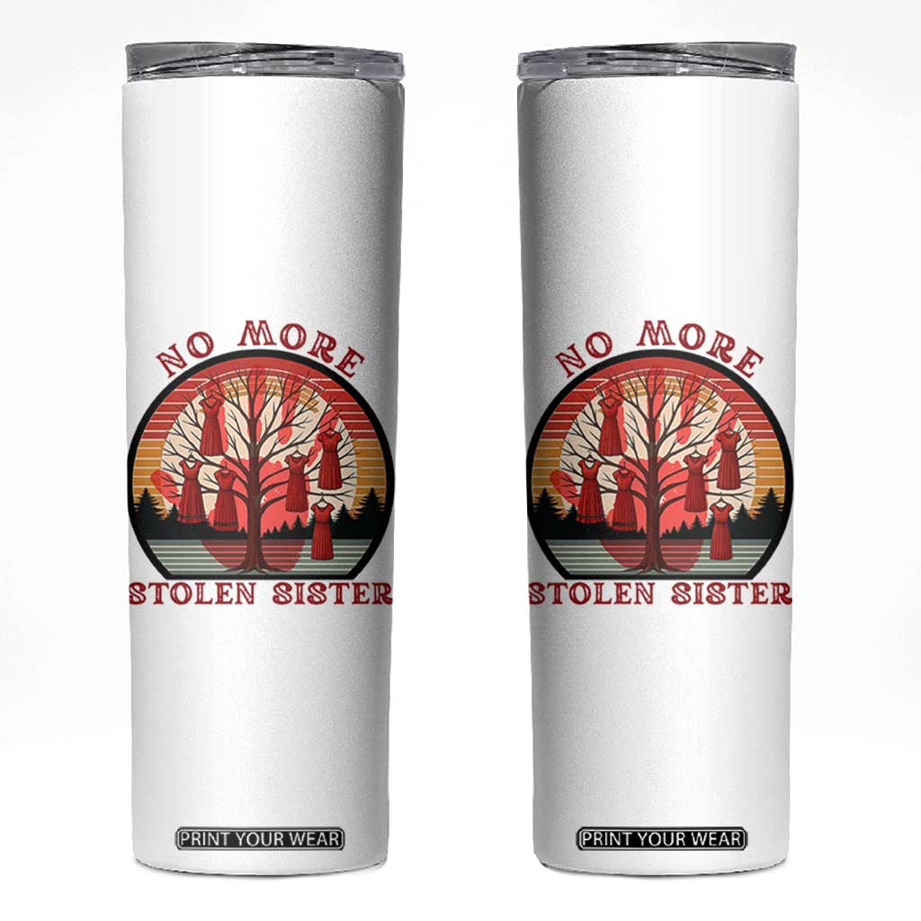 No More Stolen Sister Skinny Tumbler Red Hand MMIW Awareness America Native TS14 White Print Your Wear