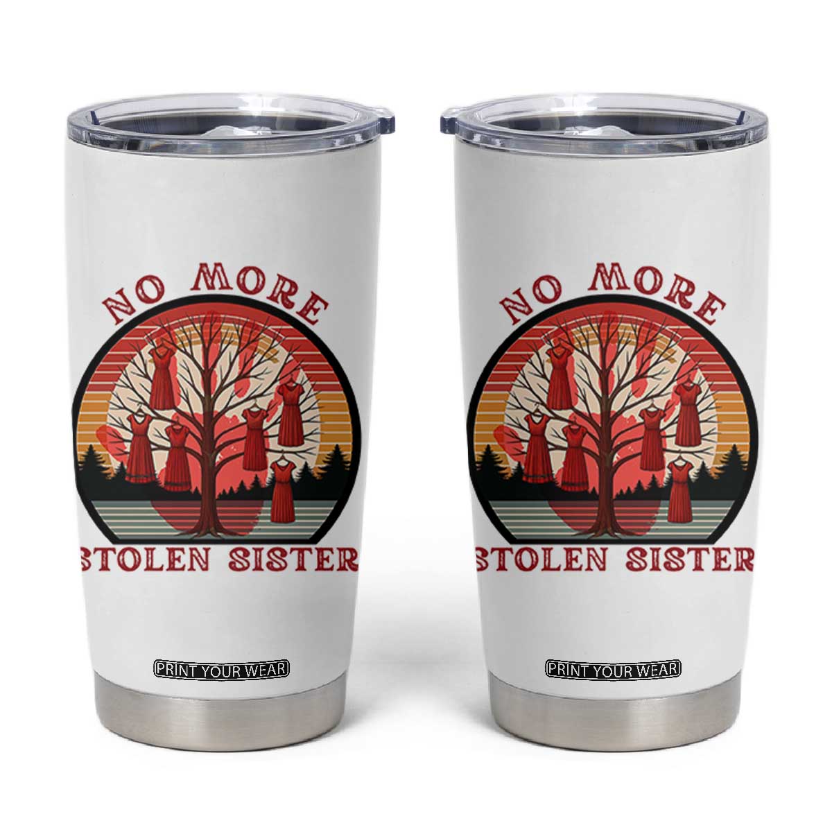 No More Stolen Sister Tumbler Cup Red Hand MMIW Awareness America Native TS14 White Print Your Wear