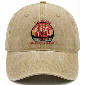 No More Stolen Sister Washed Cotton Baseball Cap Red Hand MMIW Awareness America Native TS14 Washed Cap Universal Fit Khaki Print Your Wear