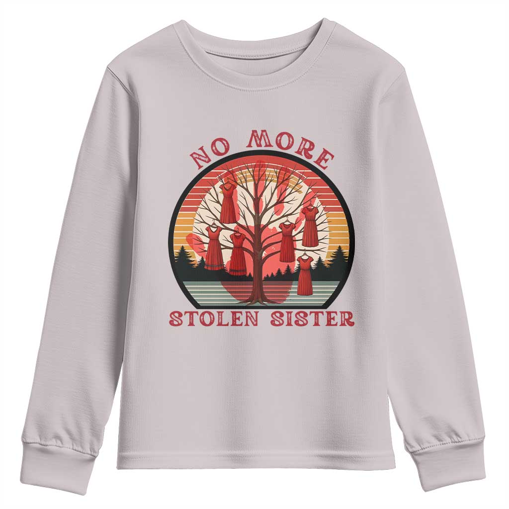 No More Stolen Sister Youth Sweatshirt Red Hand MMIW Awareness America Native TS14 Ice Gray Print Your Wear