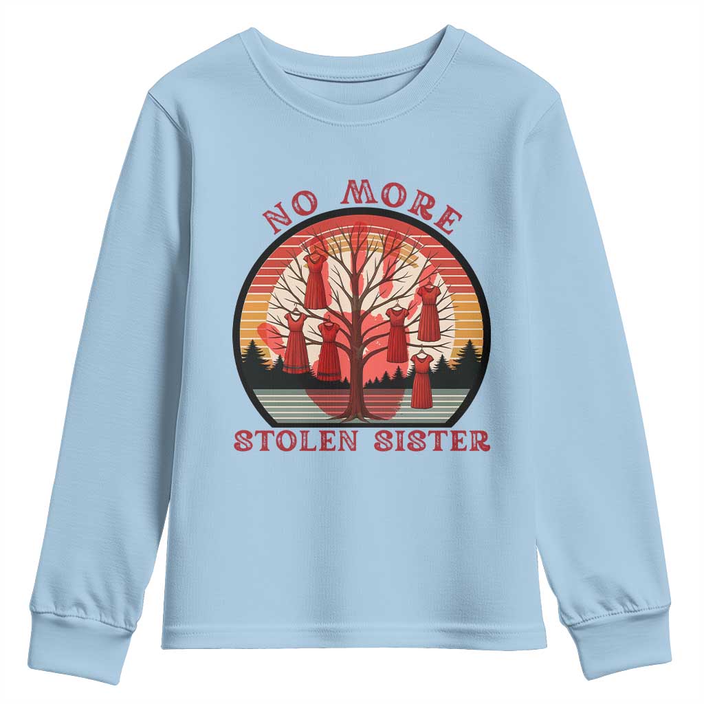 No More Stolen Sister Youth Sweatshirt Red Hand MMIW Awareness America Native TS14 Light Blue Print Your Wear