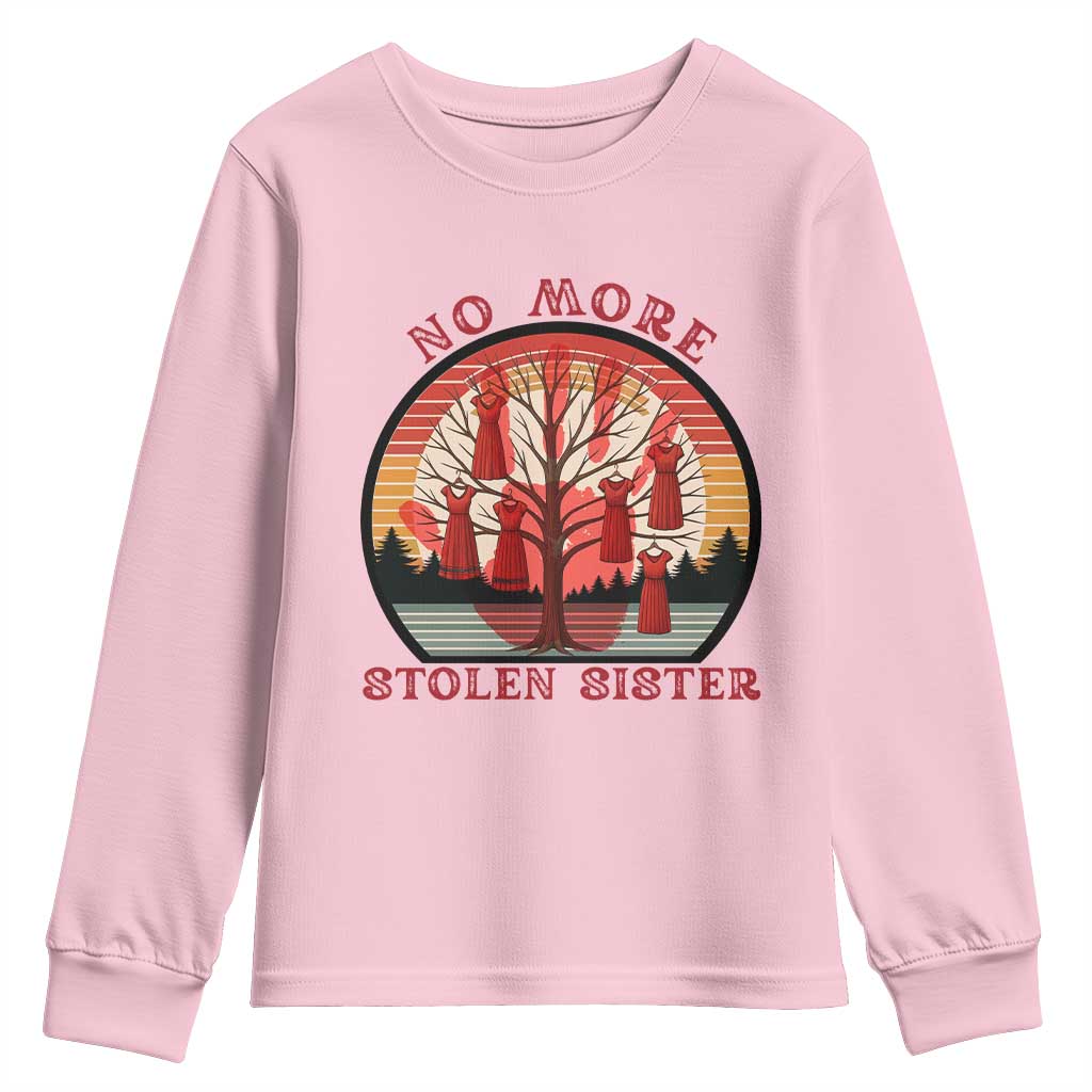 No More Stolen Sister Youth Sweatshirt Red Hand MMIW Awareness America Native TS14 Light Pink Print Your Wear