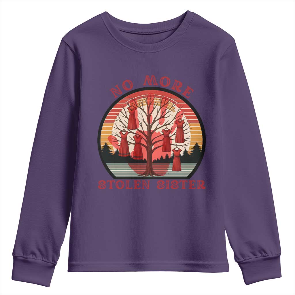 No More Stolen Sister Youth Sweatshirt Red Hand MMIW Awareness America Native TS14 Purple Print Your Wear