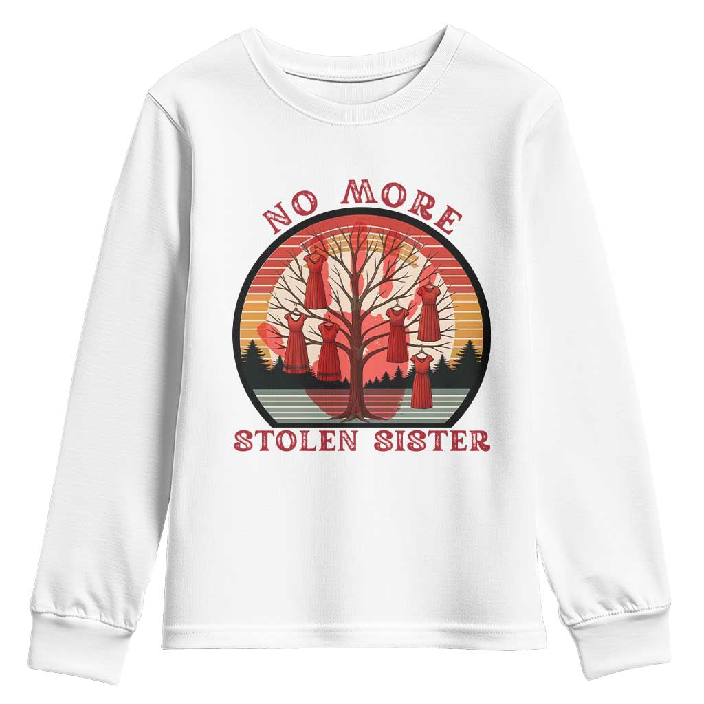 No More Stolen Sister Youth Sweatshirt Red Hand MMIW Awareness America Native TS14 White Print Your Wear