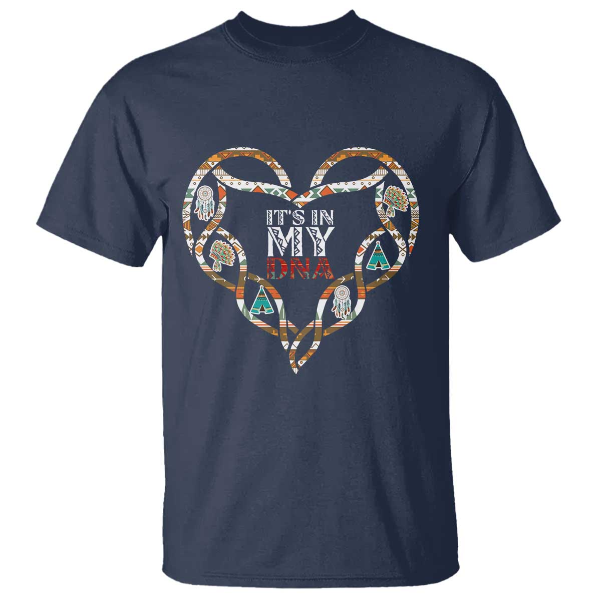 Native American Indian T Shirt It Is In My DNA TS14 Navy Print Your Wear