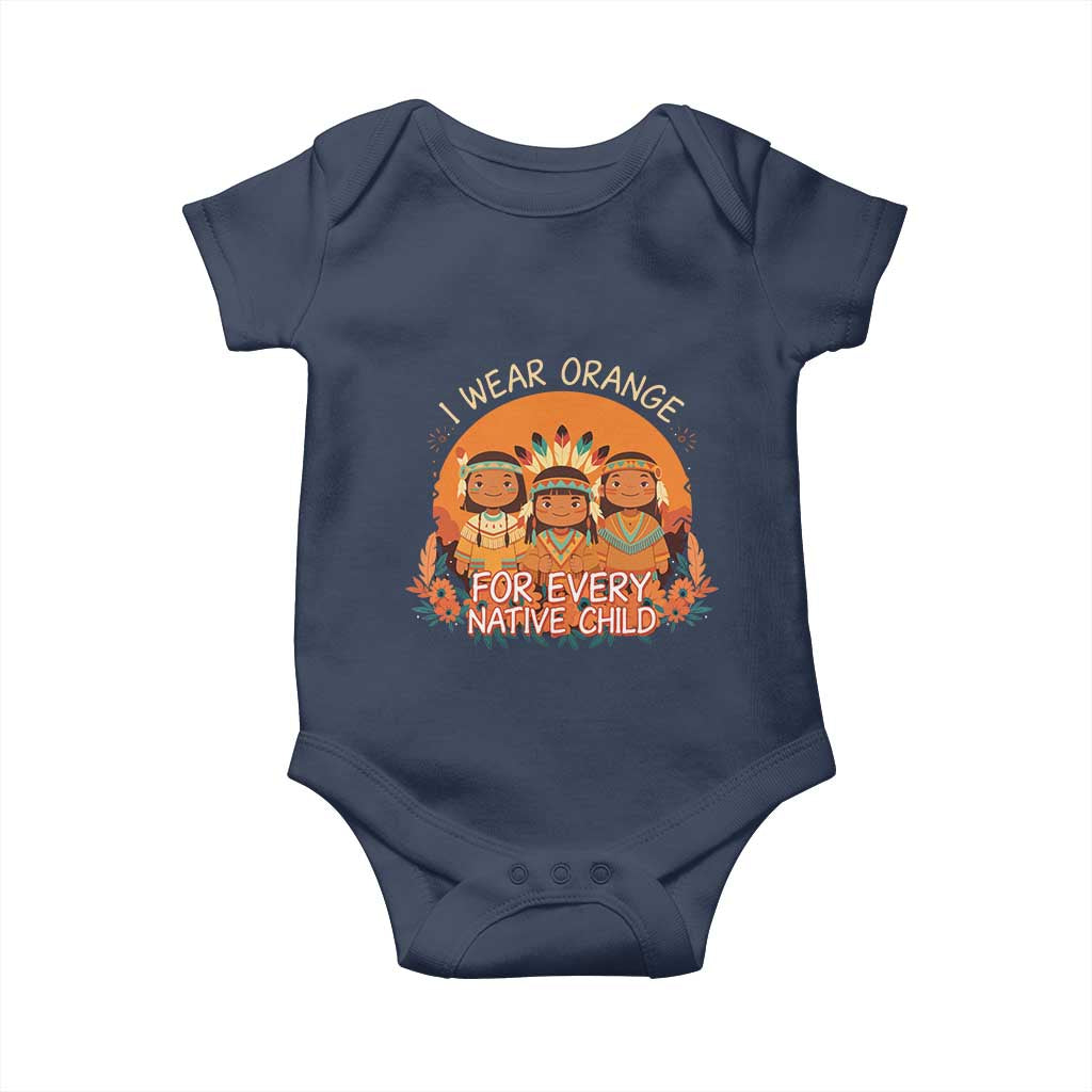 Native American Child Baby Onesie I Wear Orange For Every Native Child TS14 Navy Print Your Wear