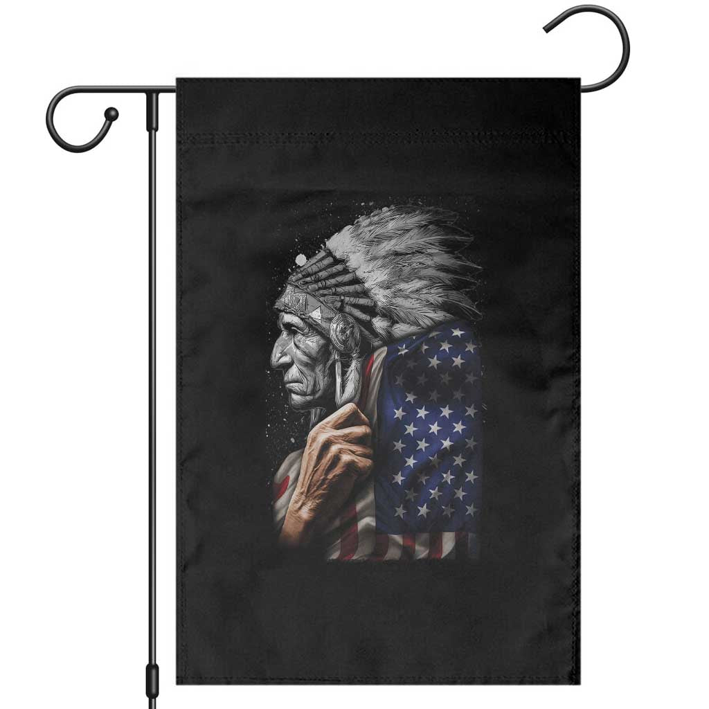 Indian Chief Native American USA Flag Garden Flag TS14 Black Print Your Wear