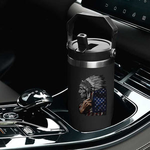 Indian Chief Native American USA Flag Flip Straw Tumbler TS14 Print Your Wear
