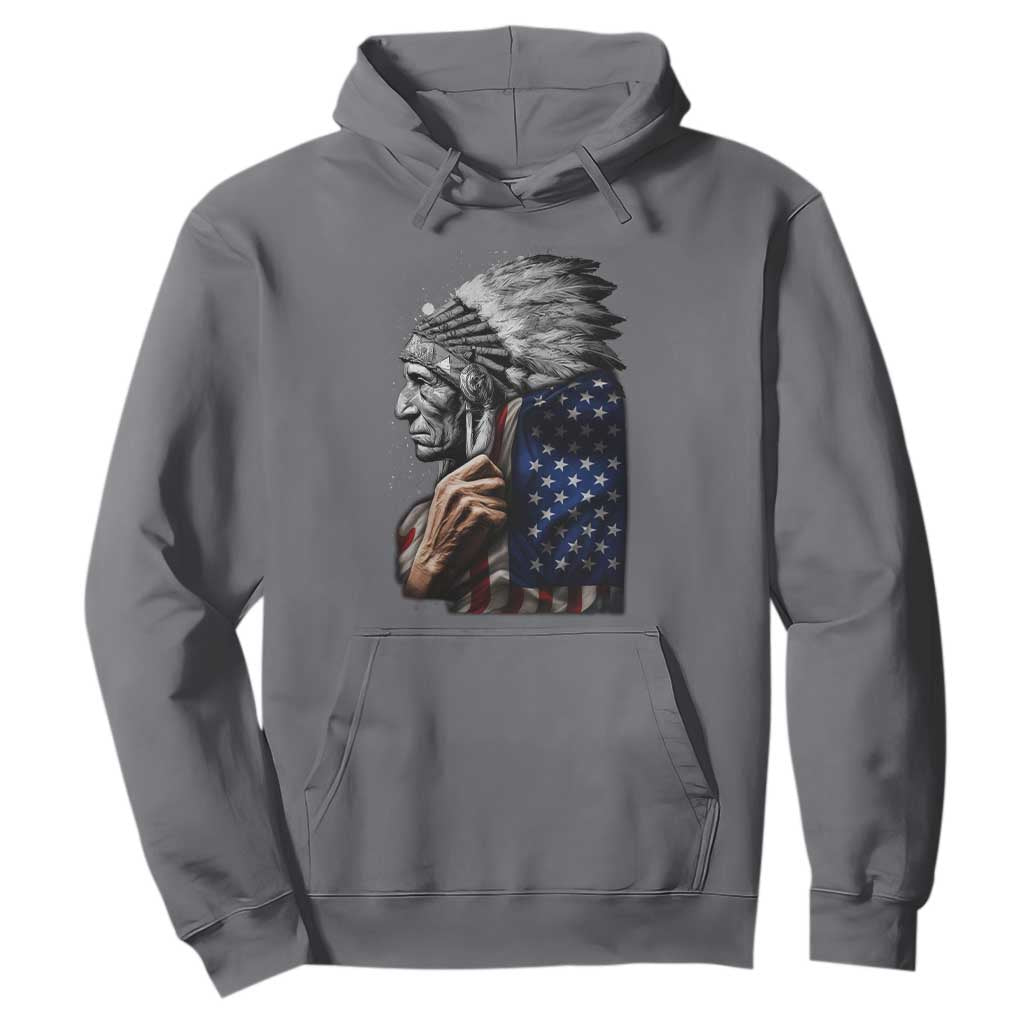 Indian Chief Native American USA Flag Hoodie TS14 Charcoal Print Your Wear