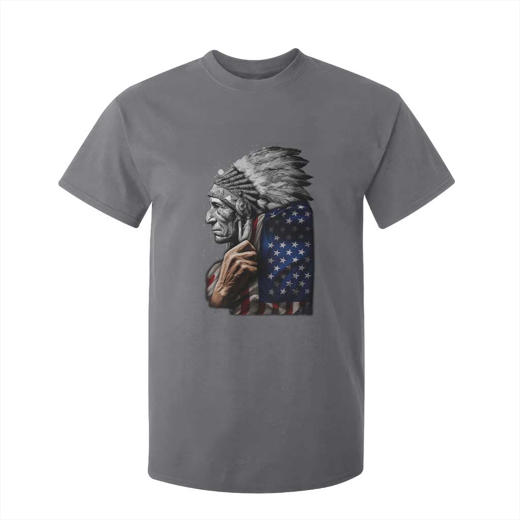 Indian Chief Native American USA Flag T Shirt For Kid TS14 Charcoal Print Your Wear