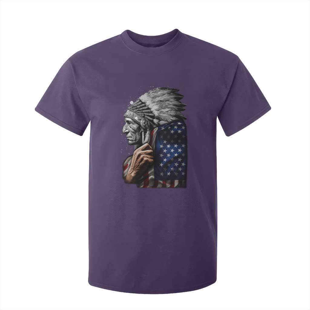 Indian Chief Native American USA Flag T Shirt For Kid TS14 Purple Print Your Wear