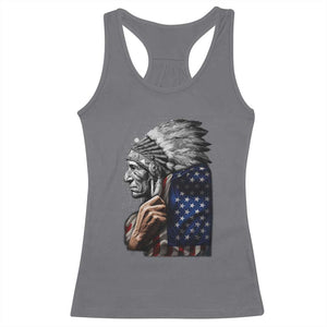 Indian Chief Native American USA Flag Racerback Tank Top TS14 Charcoal Print Your Wear