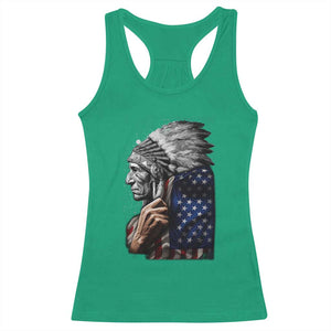 Indian Chief Native American USA Flag Racerback Tank Top TS14 Irish Green Print Your Wear