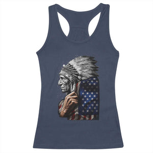Indian Chief Native American USA Flag Racerback Tank Top TS14 Navy Print Your Wear