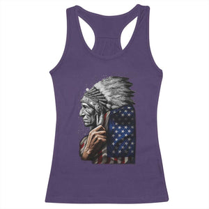Indian Chief Native American USA Flag Racerback Tank Top TS14 Purple Print Your Wear