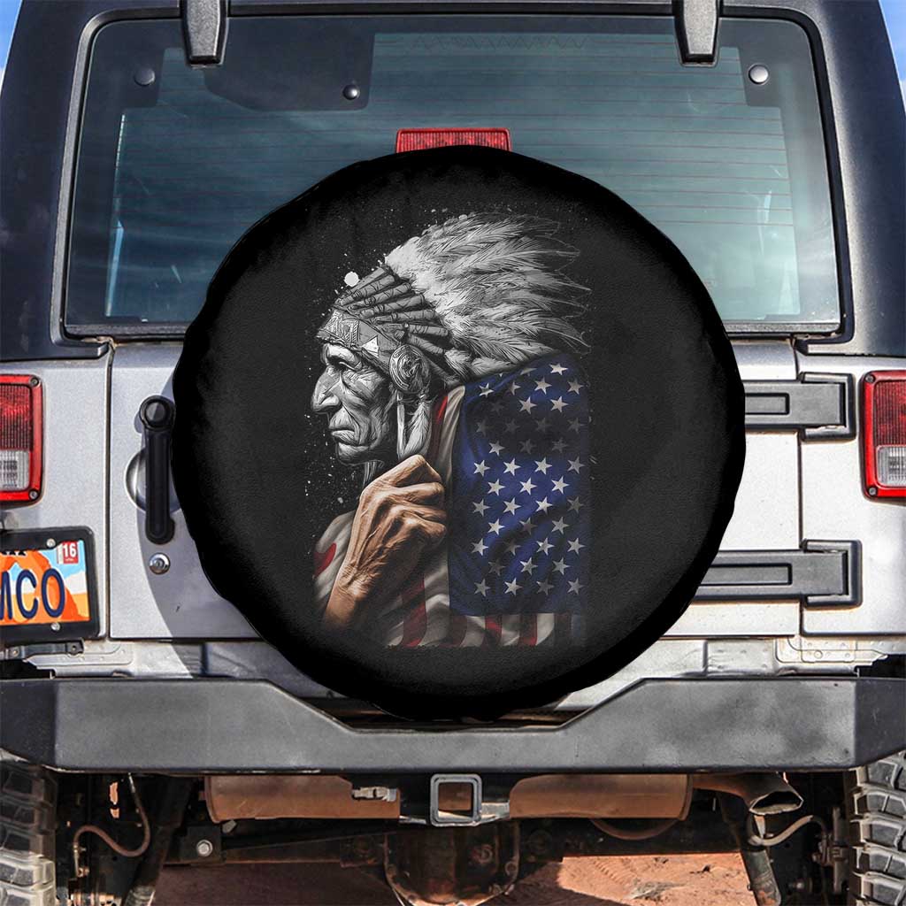 Indian Chief Native American USA Flag Spare Tire Cover TS14 No hole Black Print Your Wear