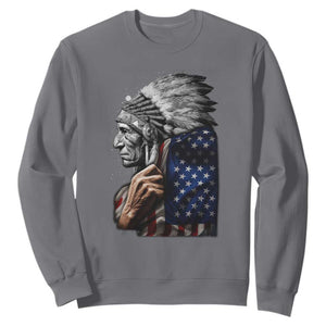 Indian Chief Native American USA Flag Sweatshirt - Print Your Wear