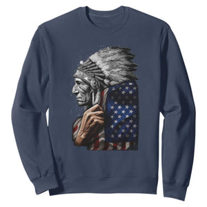 Indian Chief Native American USA Flag Sweatshirt - Print Your Wear