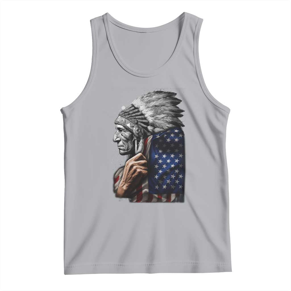 Indian Chief Native American USA Flag Tank Top TS14 Athletic Heather Print Your Wear