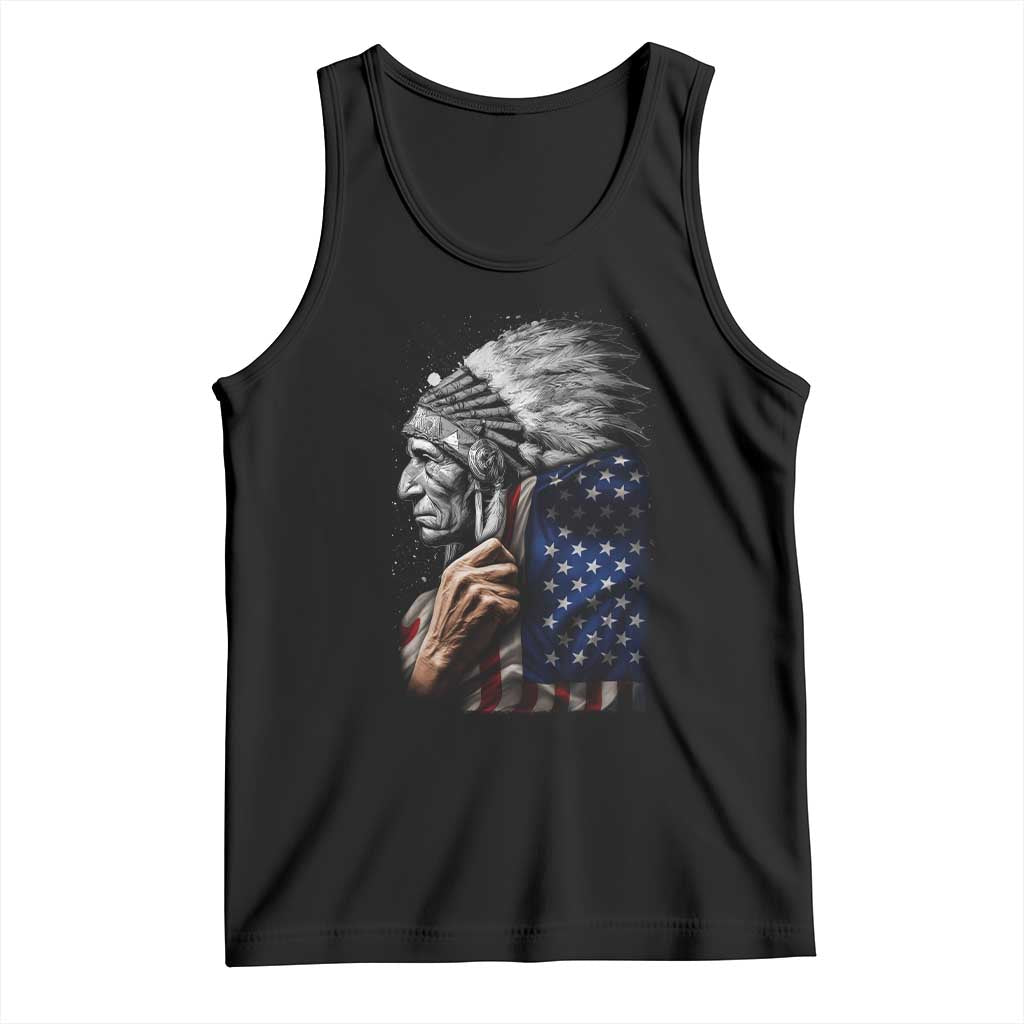 Indian Chief Native American USA Flag Tank Top TS14 Black Print Your Wear