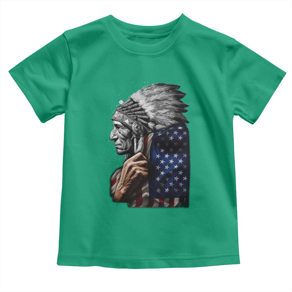 Indian Chief Native American USA Flag Toddler T Shirt TS14 Irish Green Print Your Wear