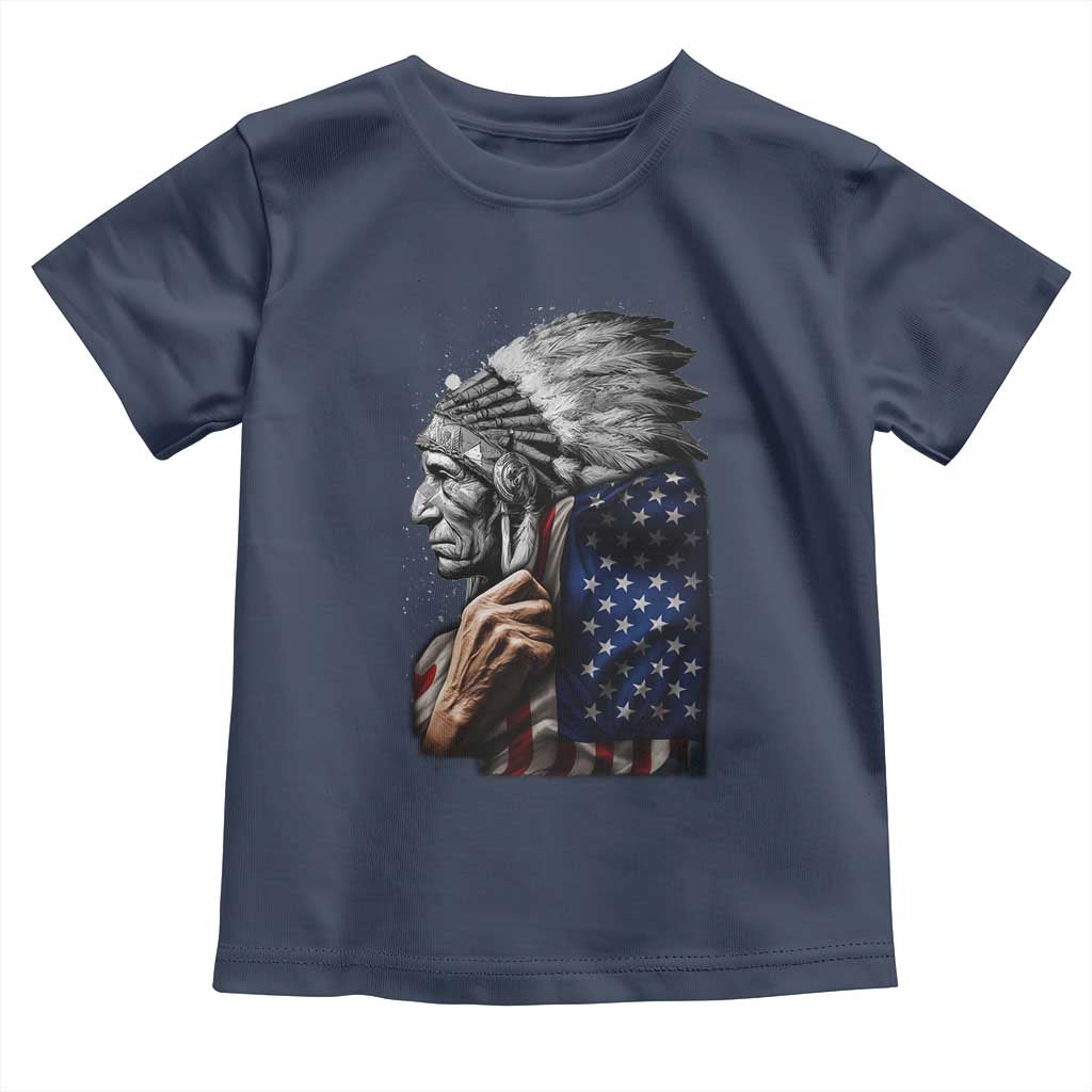 Indian Chief Native American USA Flag Toddler T Shirt TS14 Navy Print Your Wear