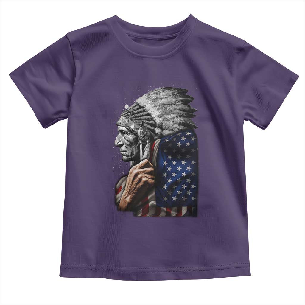 Indian Chief Native American USA Flag Toddler T Shirt TS14 Purple Print Your Wear