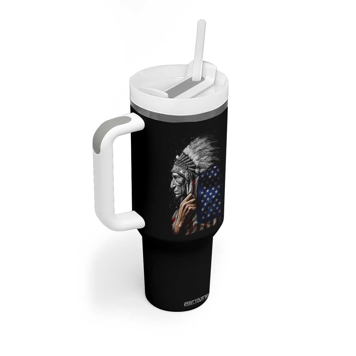 Indian Chief Native American USA Flag Tumbler With Handle TS14 Print Your Wear