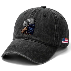 Indian Chief Native American USA Flag Washed Cotton Baseball Cap TS14 Print Your Wear
