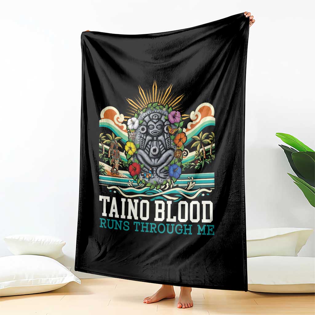 Indigenous Taino Warrior Puerto Rico Carribbean Culture Throw Blanket Taino Blood Runs Through Me TS14 Print Your Wear