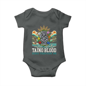 Indigenous Taino Warrior Puerto Rico Carribbean Culture Baby Onesie Taino Blood Runs Through Me TS14 Dark Heather Print Your Wear