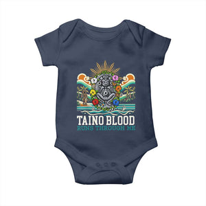 Indigenous Taino Warrior Puerto Rico Carribbean Culture Baby Onesie Taino Blood Runs Through Me TS14 Navy Print Your Wear