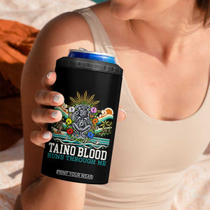 Indigenous Taino Warrior Puerto Rico Carribbean Culture 4 in 1 Can Cooler Tumbler Taino Blood Runs Through Me TS14 Print Your Wear