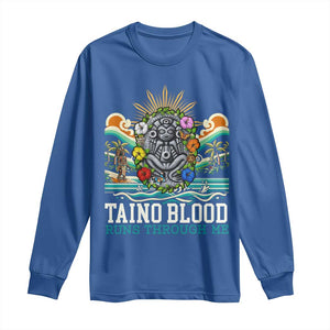 Indigenous Taino Warrior Puerto Rico Carribbean Culture Long Sleeve Shirt Taino Blood Runs Through Me TS14 Royal Blue Print Your Wear