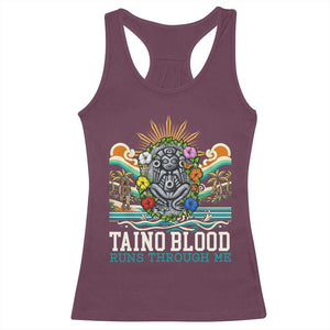 Indigenous Taino Warrior Puerto Rico Carribbean Culture Racerback Tank Top Taino Blood Runs Through Me TS14 Maroon Print Your Wear