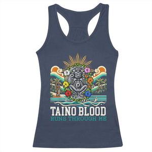 Indigenous Taino Warrior Puerto Rico Carribbean Culture Racerback Tank Top Taino Blood Runs Through Me TS14 Navy Print Your Wear