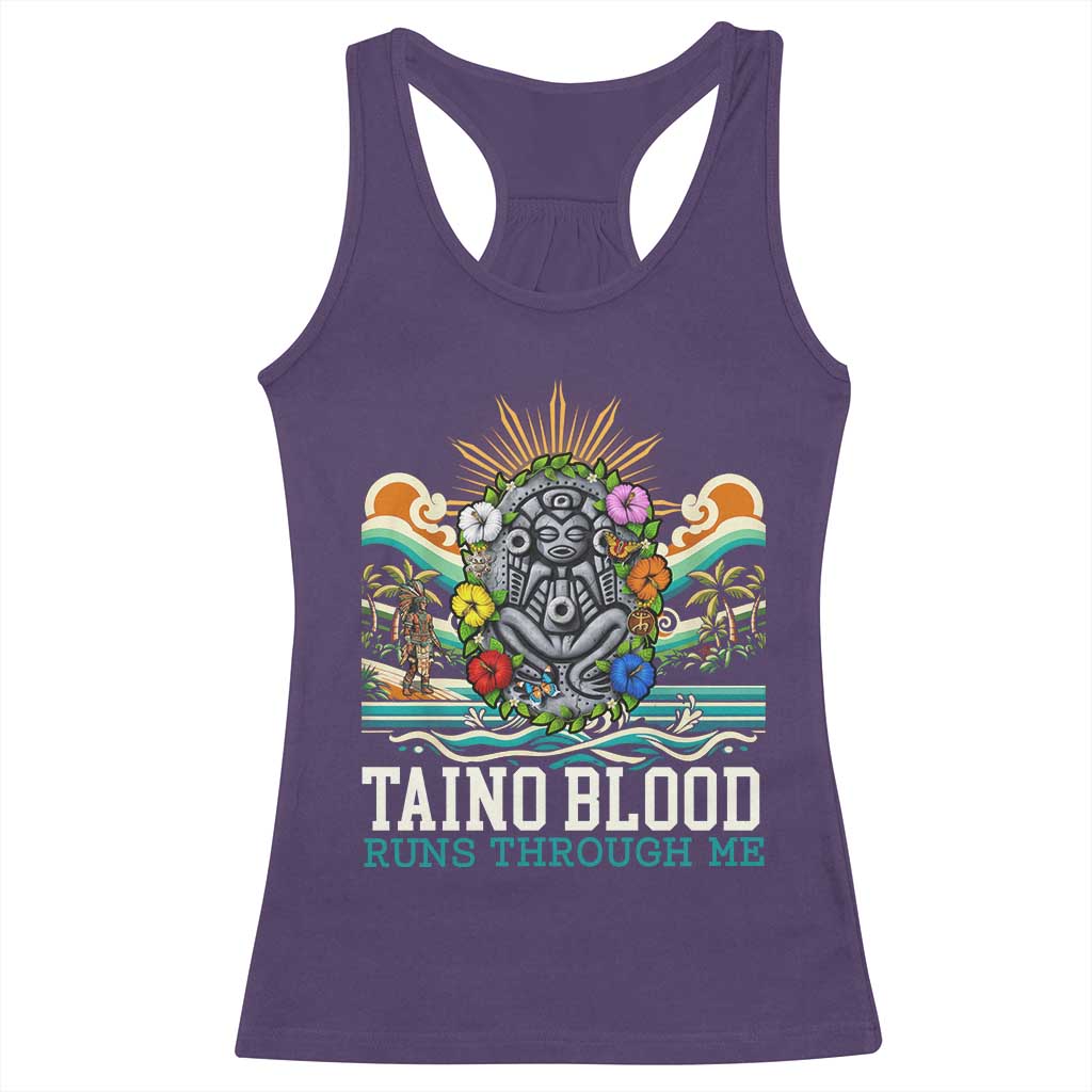 Indigenous Taino Warrior Puerto Rico Carribbean Culture Racerback Tank Top Taino Blood Runs Through Me TS14 Purple Print Your Wear
