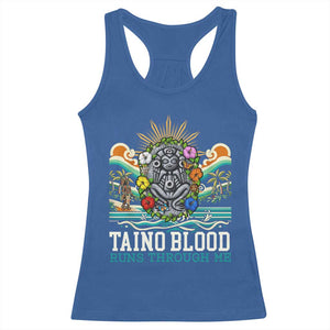 Indigenous Taino Warrior Puerto Rico Carribbean Culture Racerback Tank Top Taino Blood Runs Through Me TS14 Royal Blue Print Your Wear
