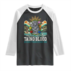 Indigenous Taino Warrior Puerto Rico Carribbean Culture Raglan Shirt Taino Blood Runs Through Me TS14 Black White Print Your Wear