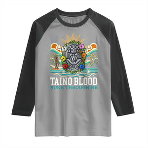 Indigenous Taino Warrior Puerto Rico Carribbean Culture Raglan Shirt Taino Blood Runs Through Me TS14 Sport Gray Black Print Your Wear