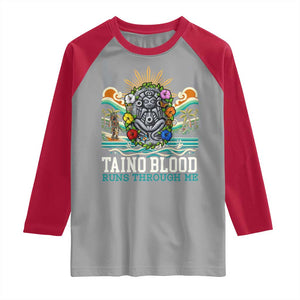 Indigenous Taino Warrior Puerto Rico Carribbean Culture Raglan Shirt Taino Blood Runs Through Me TS14 Sport Gray Red Print Your Wear